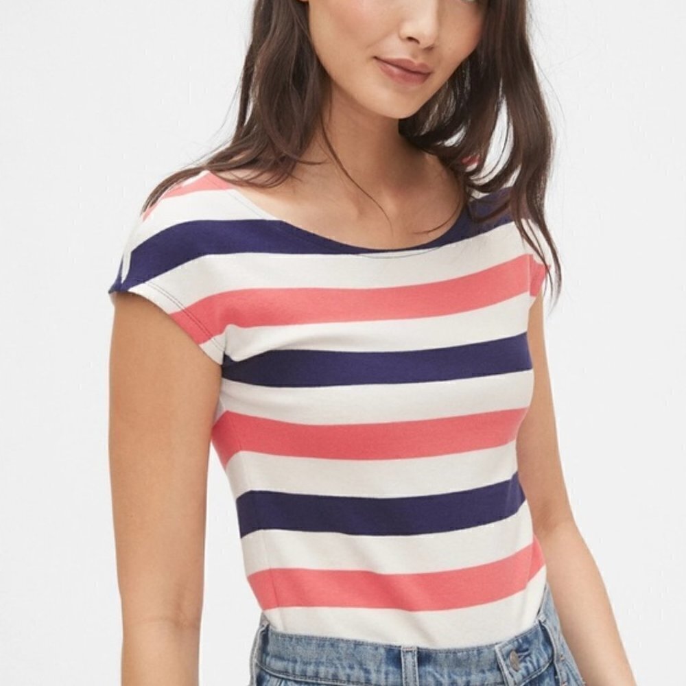 Gap Modern Boatneck Short Sleeve Stripe‎ T-Shirt M